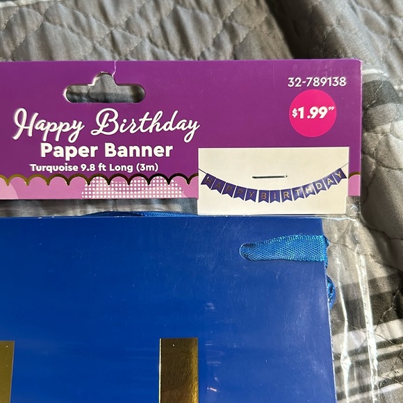 “HAPPY BIRTHDAY” Paper Banner - Royal Blue and Gold Birthday Banner - Picture 3 of 3